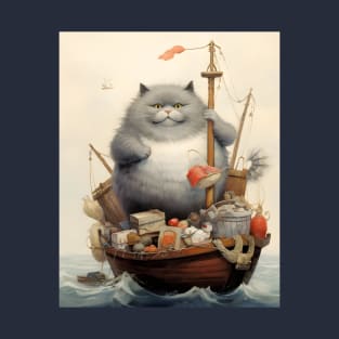 Cats at Sea: Fat Cats little boats T-Shirt