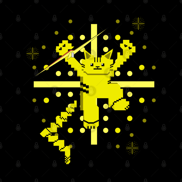 Cat Lightning Retro Gaming Yellow by HCreatives