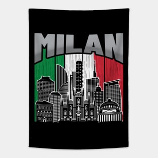 Milan Italy Skyline Vintage Flag Tapestry