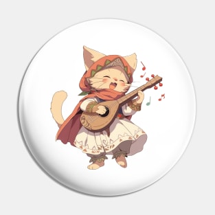 Cute Singing Bard Cat Hero Pin