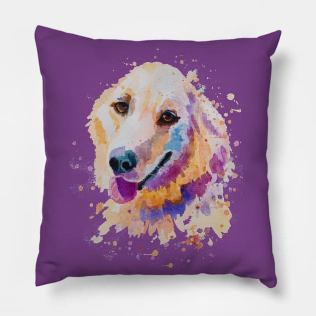 Golden retriever portrait Pillow by AgniArt