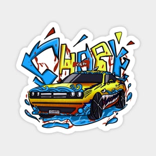 Shark dodge car colorful Magnet