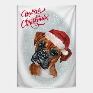 Boxer Dog Merry Christmas Santa Dog Tapestry