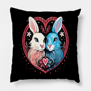 Arctic Hare Couple Valentine Pillow