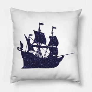 Glitter textured dreamy ship illustration Pillow