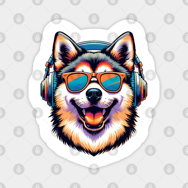 Shikoku Smiling DJ with Headphones and Sunglasses Magnet by ArtRUs