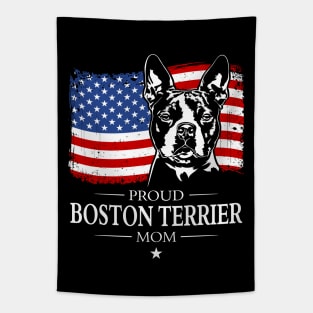 Proud Boston Terrier Mom American Flag patriotic dog Tapestry