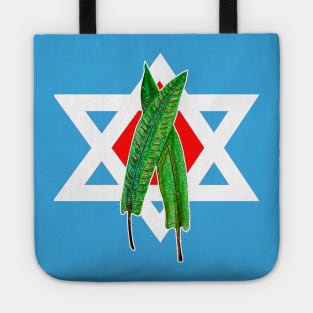 Palms green leaves and star of David Tote