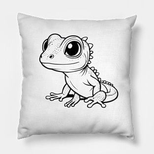 Cute Baby Gecko Animal Outline Pillow