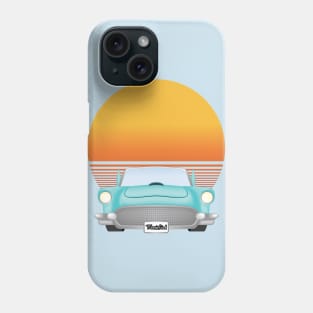 Muscle Car with Round Sunset as Background Phone Case