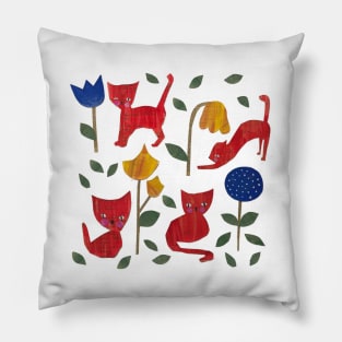 cat and flower pattern Pillow