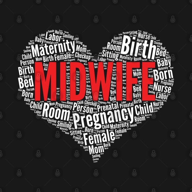 Midwife Heart Shape Word Cloud Design product by theodoros20