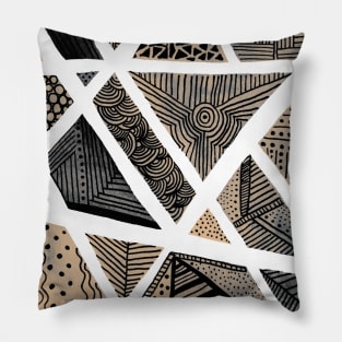 Geometric doodles - beige and grey Pillow