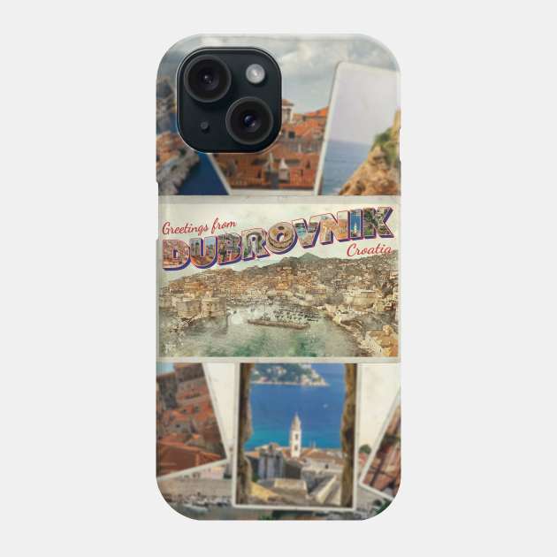 Greetings from Dubrovnik in Croatia Vintage style retro souvenir Phone Case by DesignerPropo