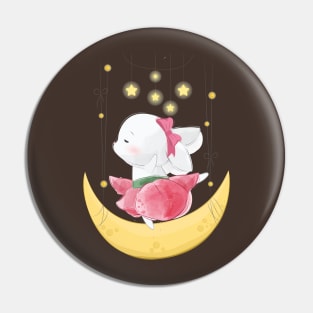 cute bunny dancing moon Pin