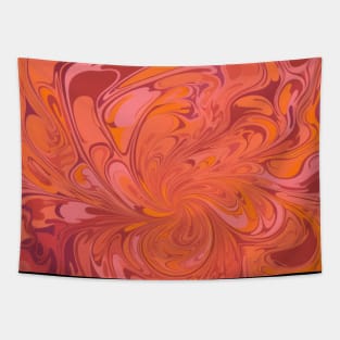 70s Retro Pink and Orange Swirl Abstract Tapestry