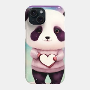 Gentle Panda Holding Heart-Shaped Surprise Phone Case