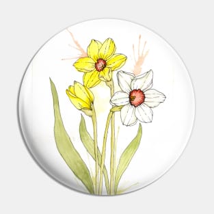 Yellow and White Daffodils Pin