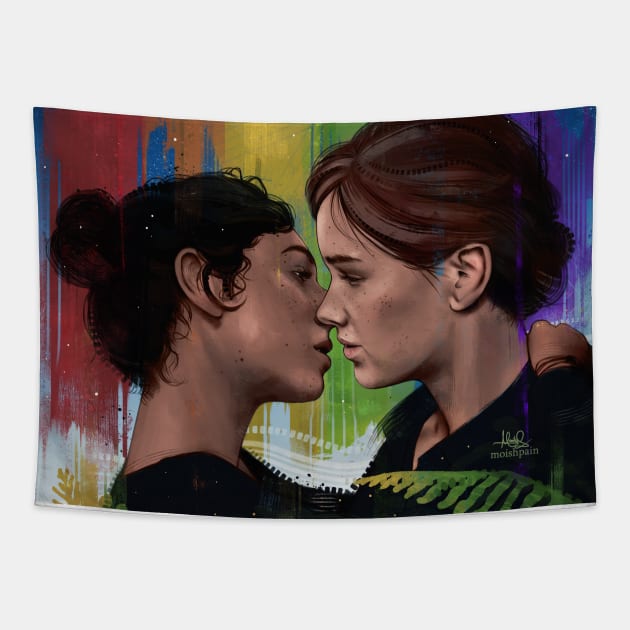 Kiss under the Rainbow Tapestry by moishpain