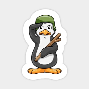 Penguin as soldier with helmet and military salute Magnet