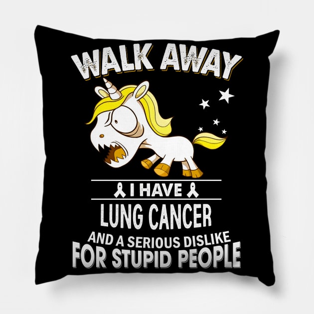 funny lung cancer grumpy unicorn warrior Pillow by TeesCircle