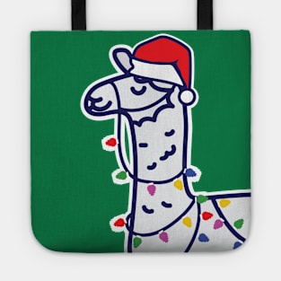 Christmas Llama with Santa Hat Tote