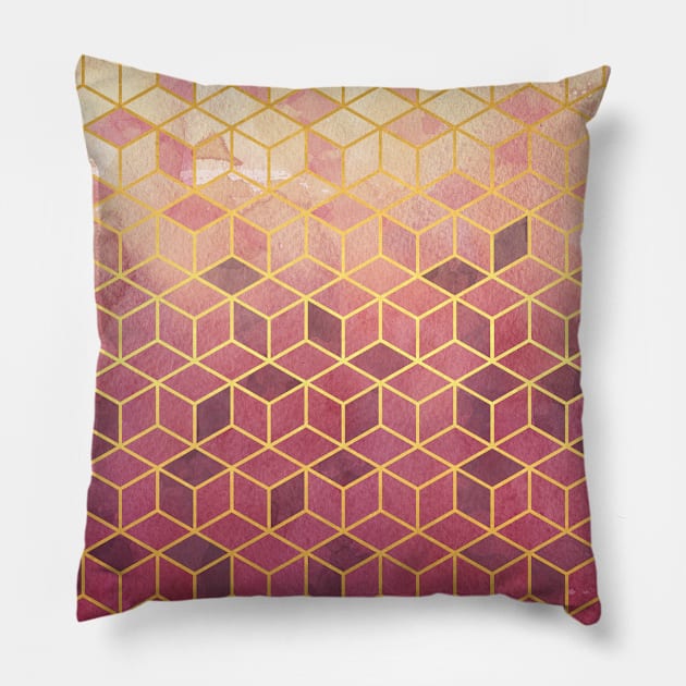 Wine-red Cubes Pillow by kimcarlika