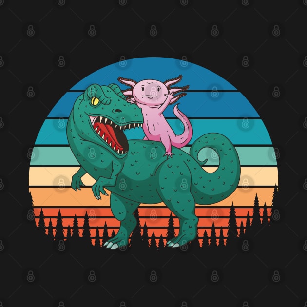 Cute Axolotl T Rex Kawaii Sunset by qwertydesigns