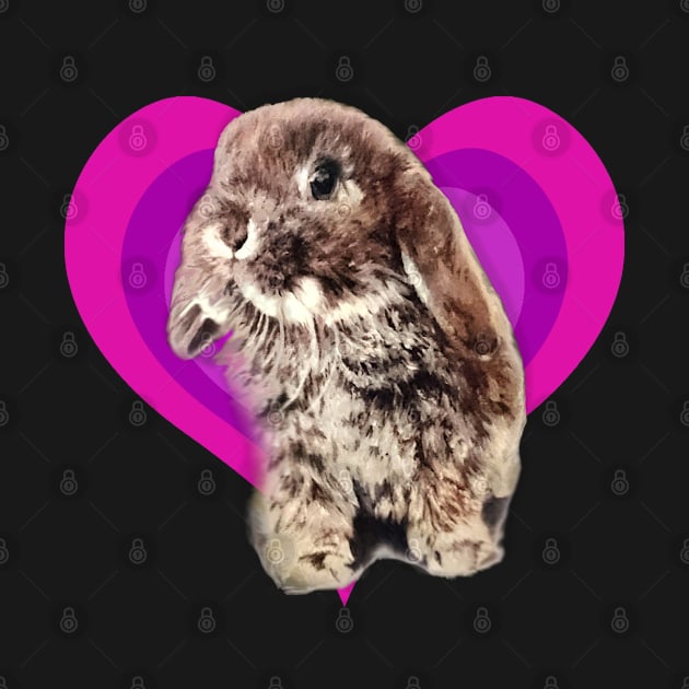 Super cute 3D baby mini lop rabbit on a rainbow heart! by StudioFluffle