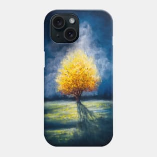 Lonely Yellow tree and stormy sky Phone Case