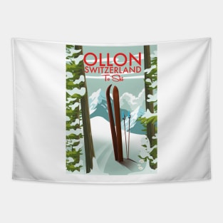 Ollon, Switzerland Ski poster Tapestry