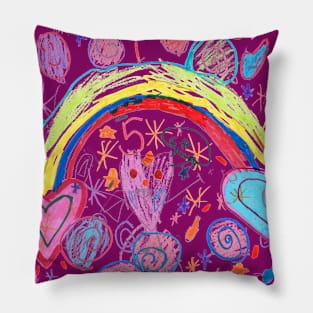 Rainbow Hearts - Homeschool Art Class 2021/22 Artist Collab T-Shirt Pillow