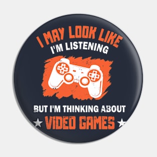 Gamer Thinking About Video Games Console Gift idea Pin