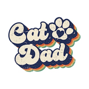 Retro Cat Dad - Cute Cat Paw - Cat Owner & Cat Lover Gift For Men T-Shirt