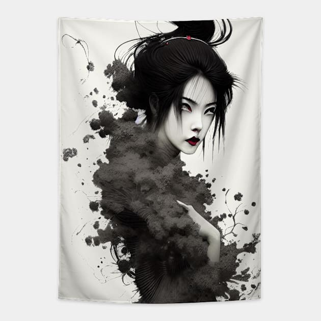 Gothic Style Geisha Tapestry by Ravenglow