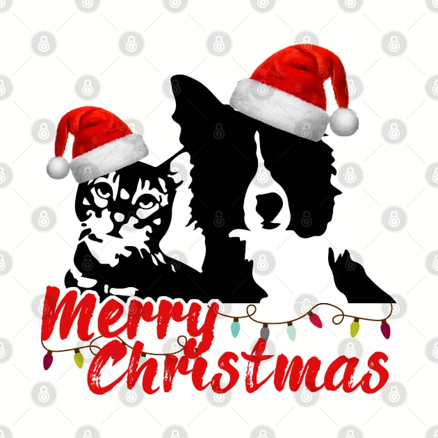 Merry Christmas Cat and Dog Lovers with Santa Claus Hat by dnlribeiro88