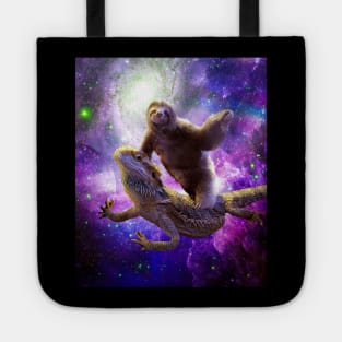 Space Sloth Riding Bearded Dragon Lizard Tote