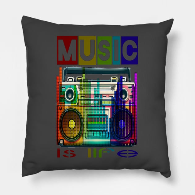 Music is life Pillow by renjidigitalarts