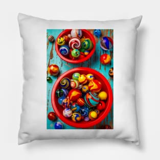 Red Bowls Of Marbles Pillow