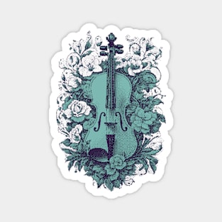 Violin & roses pixel art blue Magnet