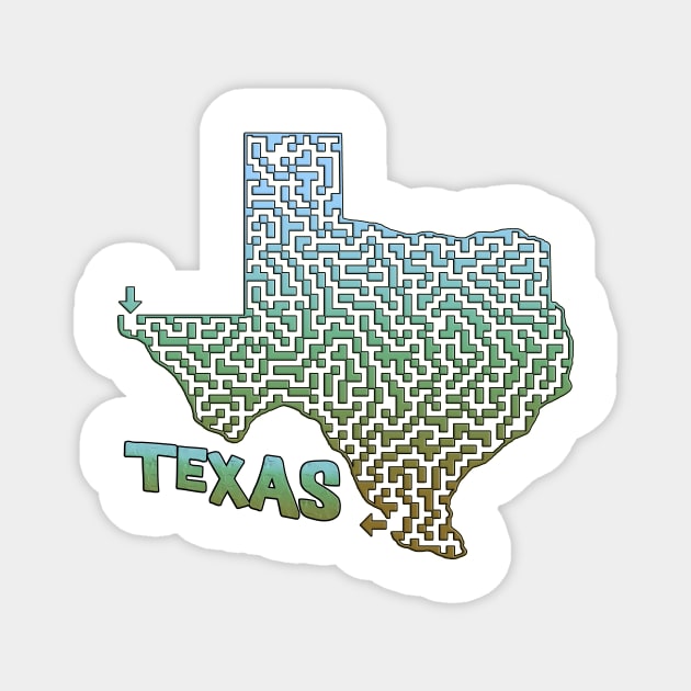 Texas State Outline Maze & Labyrinth Magnet by gorff