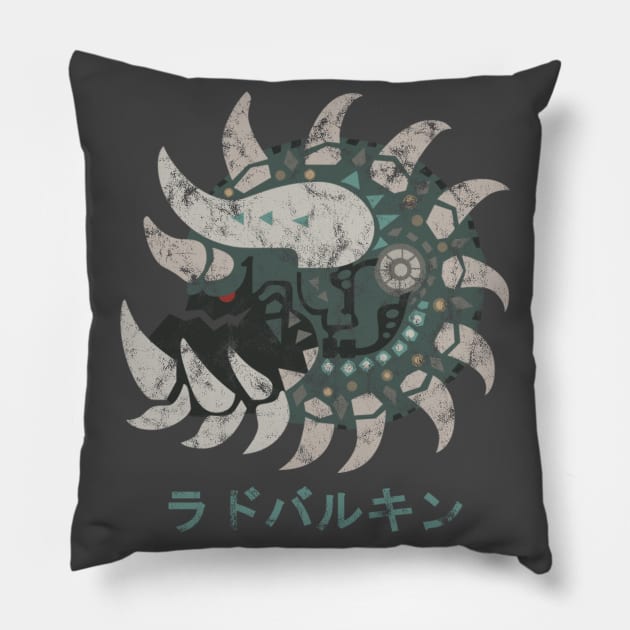 Monster Hunter World Radobaan Kanji Icon Pillow by StebopDesigns