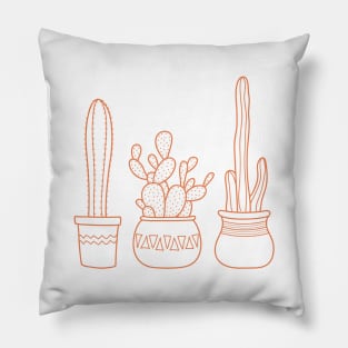 Cacti in pots illustration - white and terracotta Pillow