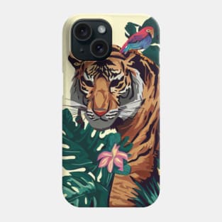 A design inspired by the lush and exotic landscapes of the jungle, featuring animals such as tigers, monkeys, and parrots. Phone Case