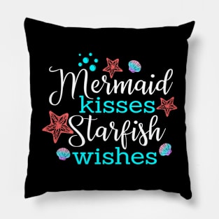 Mermaid kissess starfish wishes Funny T-Shirt Pillow