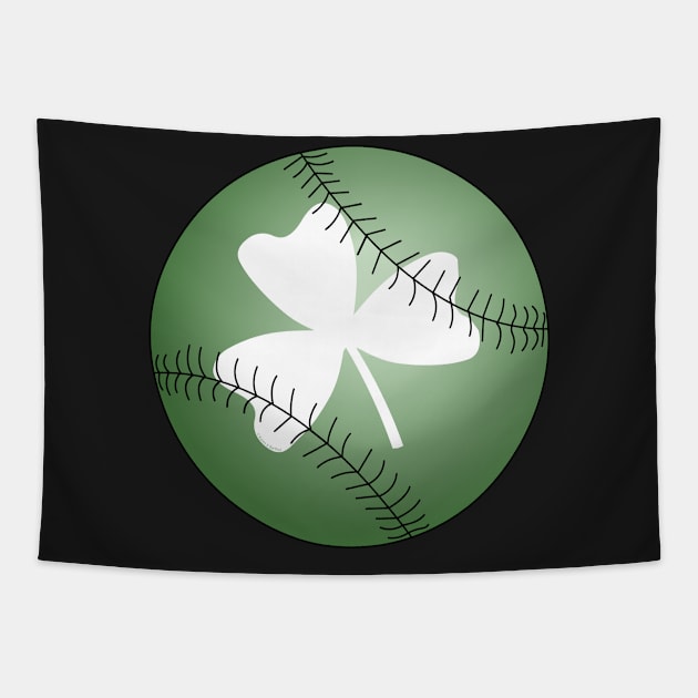 Baseball White Irish Shamrock Tapestry by Barthol Graphics