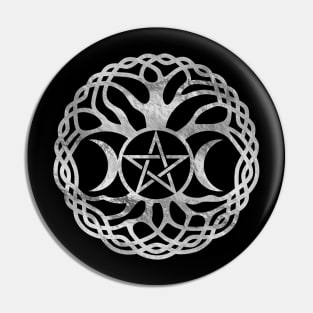 Triple Goddess with pentagram and tree of life Pin