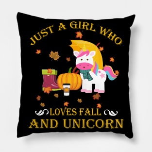 Just A Girl Who Loves Fall & Unicorn Funny Thanksgiving Gift Pillow