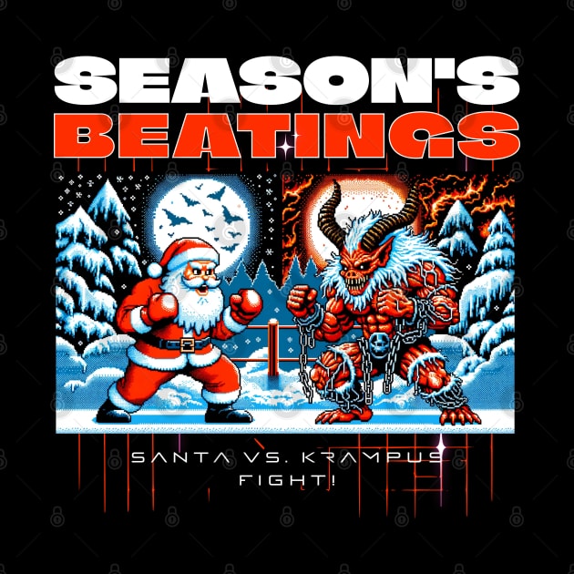 Season's Beatings Santa Claus vs. Krampus by Contentarama