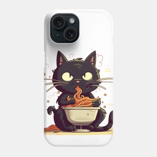 cat eating spaghetti Phone Case